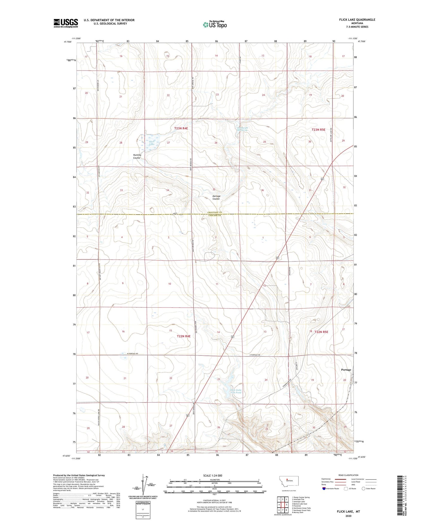Flick Lake Montana US Topo Map Image
