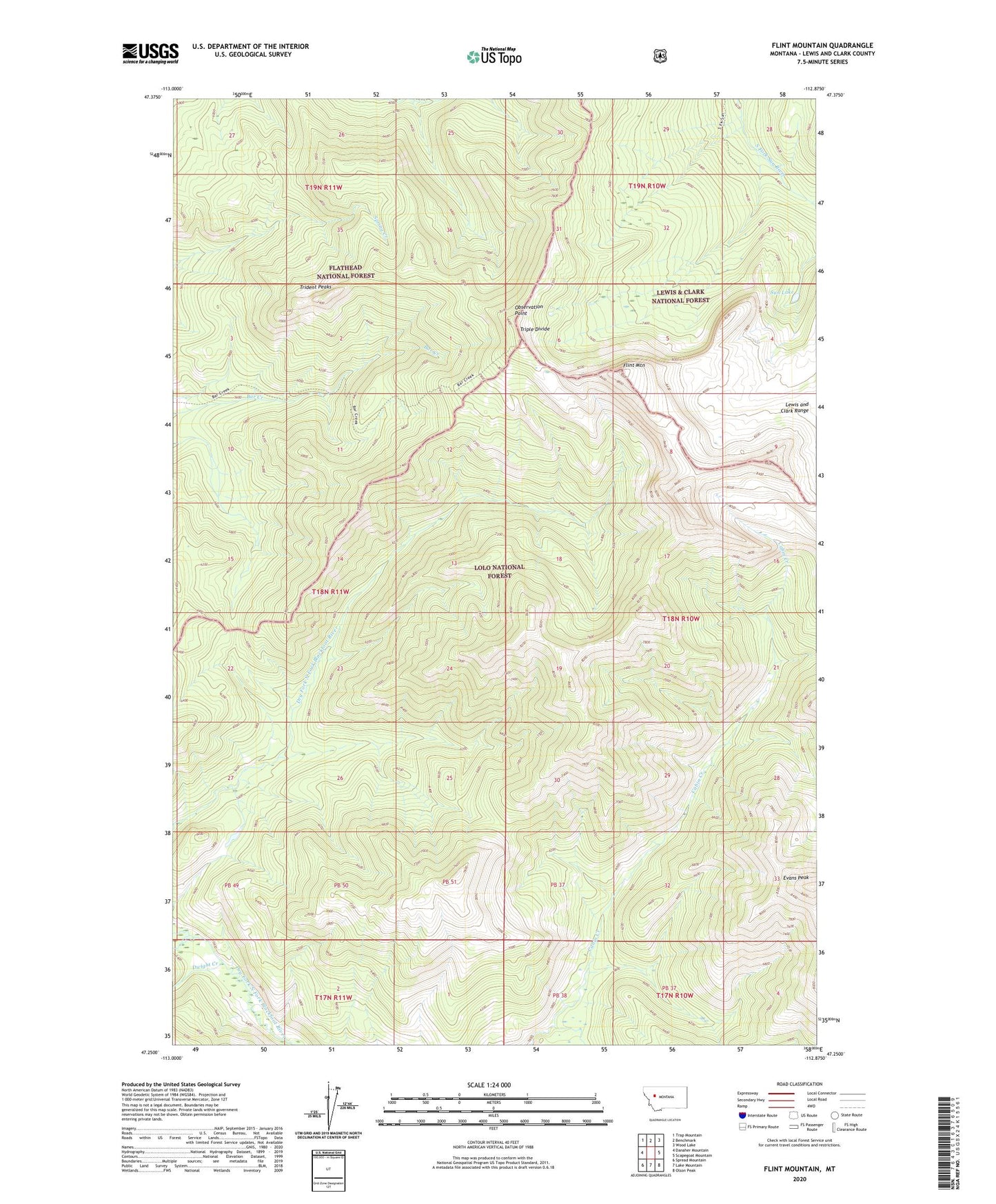 Flint Mountain Montana US Topo Map Image