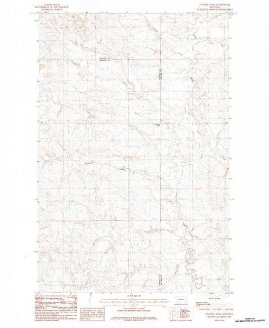 Classic USGS Flowing Well Montana 7.5'x7.5' Topo Map Image