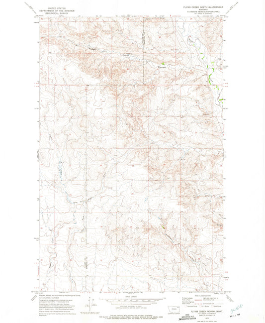 Classic USGS Flynn Creek North Montana 7.5'x7.5' Topo Map Image