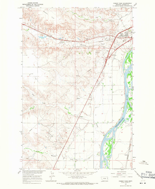 Classic USGS Forest Park Montana 7.5'x7.5' Topo Map Image
