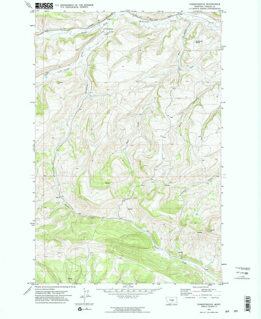 Classic USGS Forestgrove Montana 7.5'x7.5' Topo Map Image
