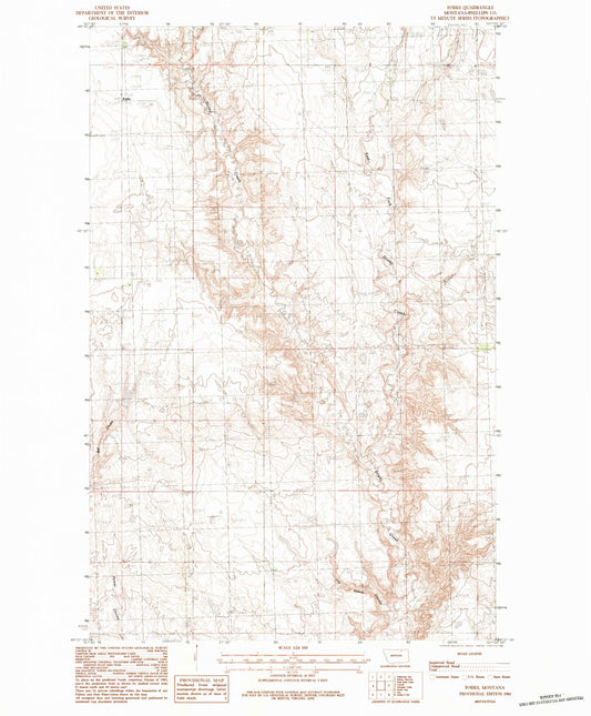 Classic USGS Forks Montana 7.5'x7.5' Topo Map Image