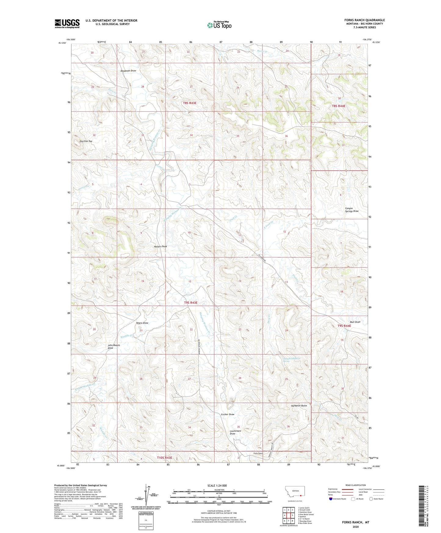 Forks Ranch Montana US Topo Map Image