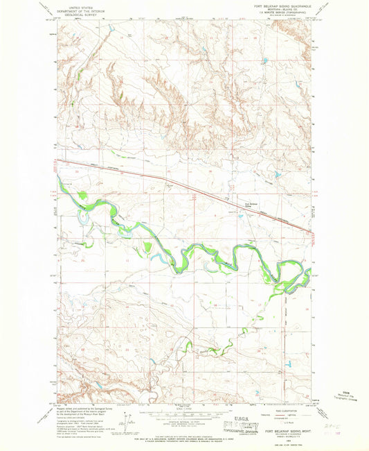 Classic USGS Fort Belknap Siding Montana 7.5'x7.5' Topo Map Image
