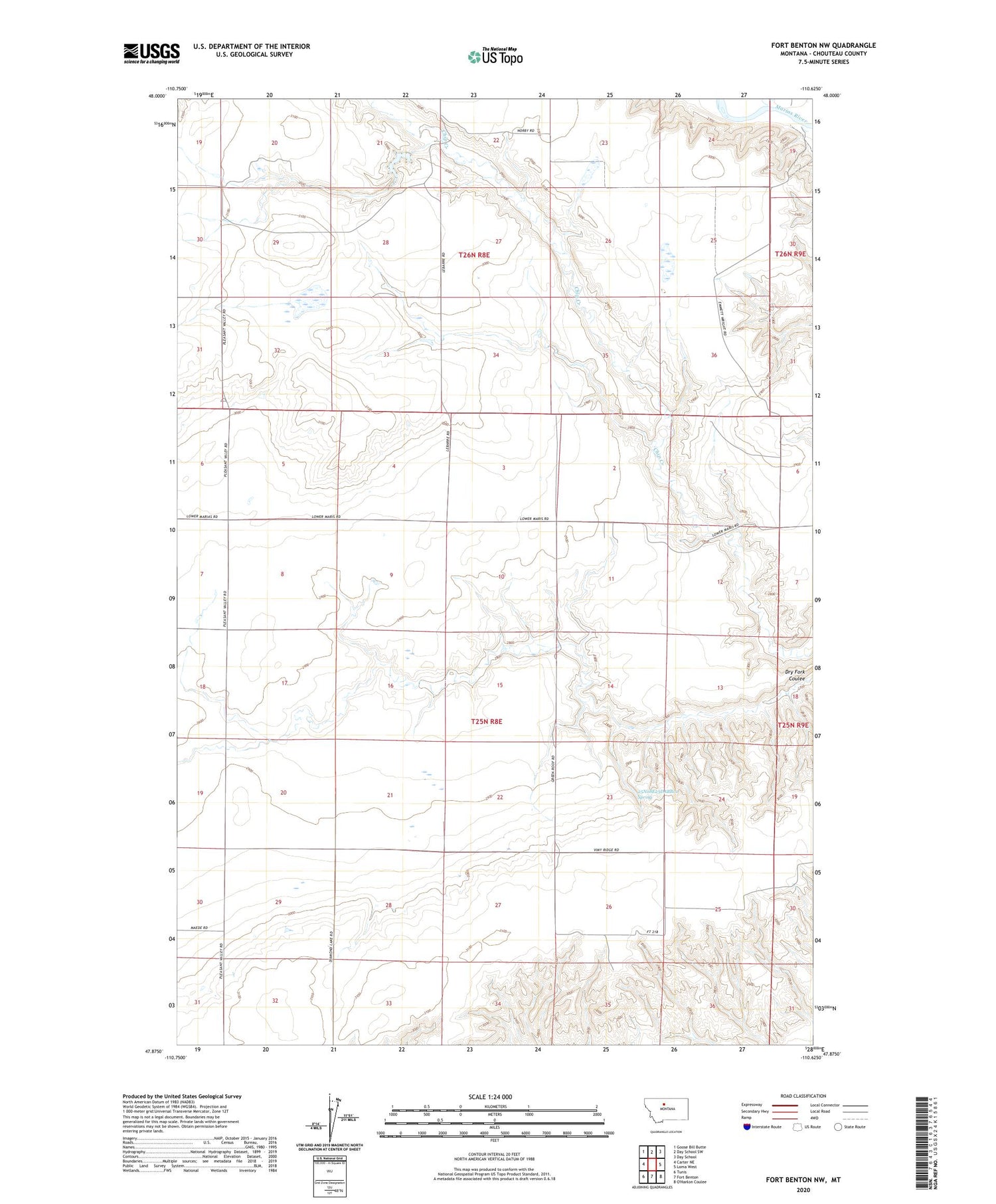 Fort Benton NW Montana US Topo Map Image