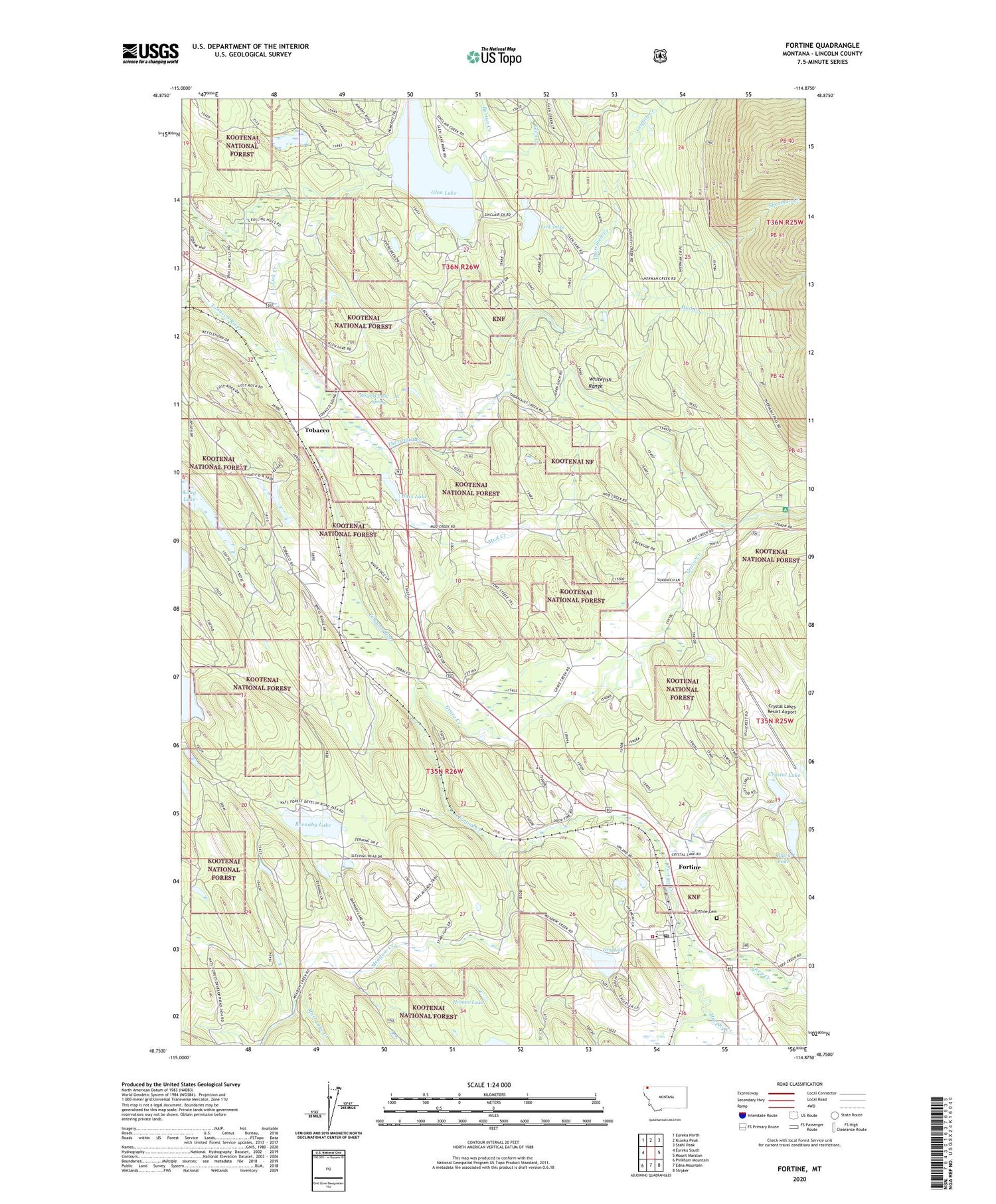 Fortine Montana US Topo Map Image
