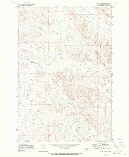 Classic USGS Forty Creek Montana 7.5'x7.5' Topo Map Image