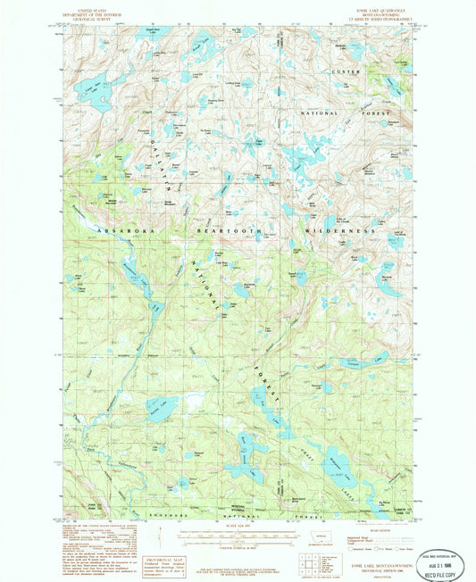 USGS Classic Fossil Lake Montana 7.5'x7.5' Topo Map Image