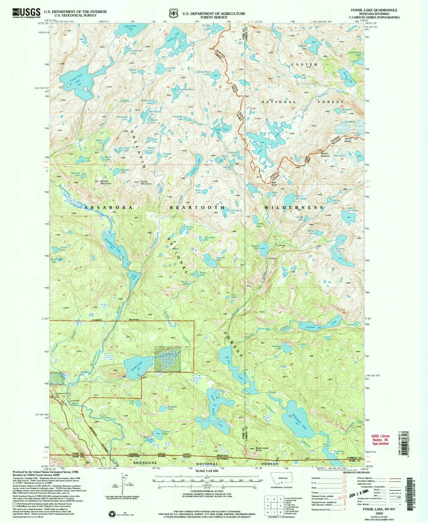 USGS Classic Fossil Lake Montana 7.5'x7.5' Topo Map Image