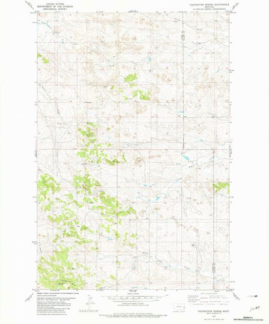 Classic USGS Foundation Spring Montana 7.5'x7.5' Topo Map Image