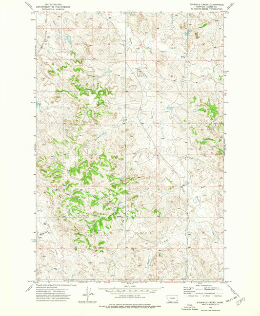 Classic USGS Fourmile Creek Montana 7.5'x7.5' Topo Map Image