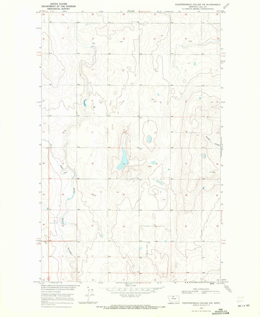 Classic USGS Fourteenmile Coulee NW Montana 7.5'x7.5' Topo Map Image