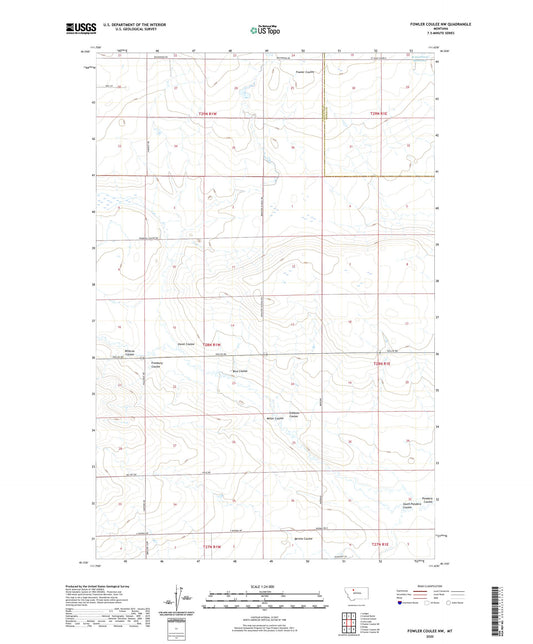 Fowler Coulee NW Montana US Topo Map Image