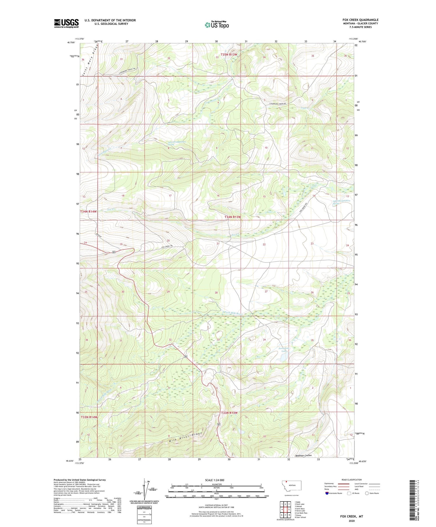Fox Creek Montana US Topo Map Image