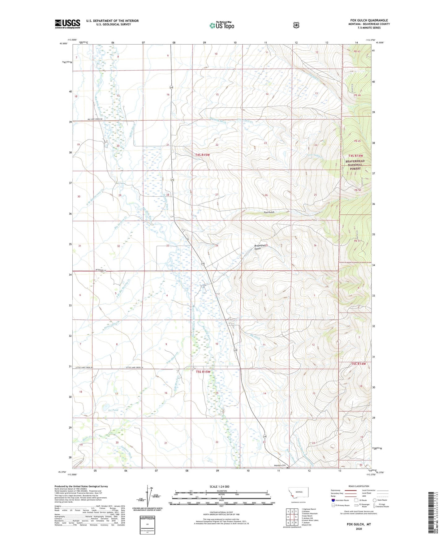 Fox Gulch Montana US Topo Map Image