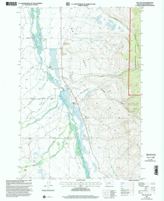 Classic USGS Fox Gulch Montana 7.5'x7.5' Topo Map Image