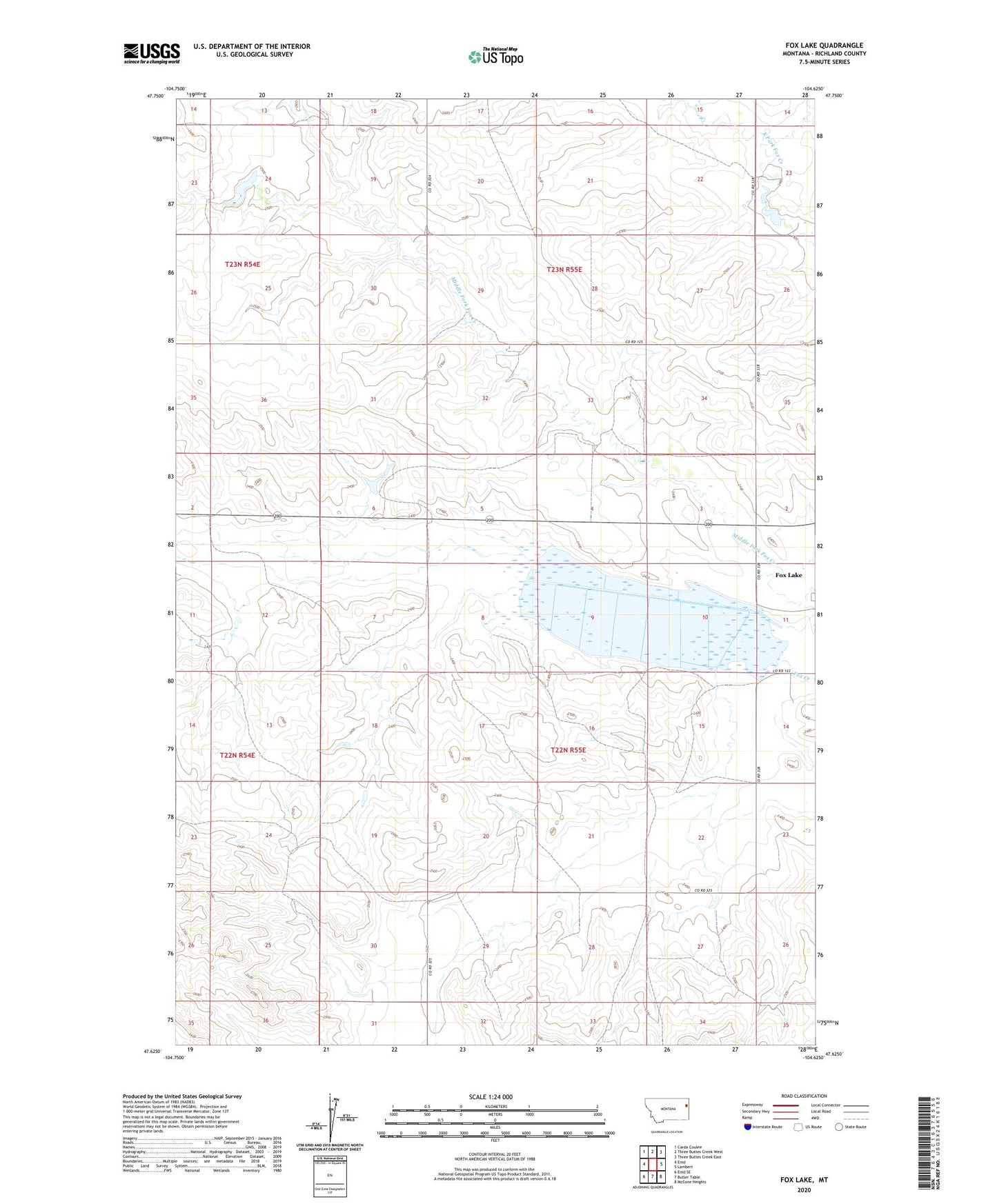 Fox Lake Montana US Topo Map Image