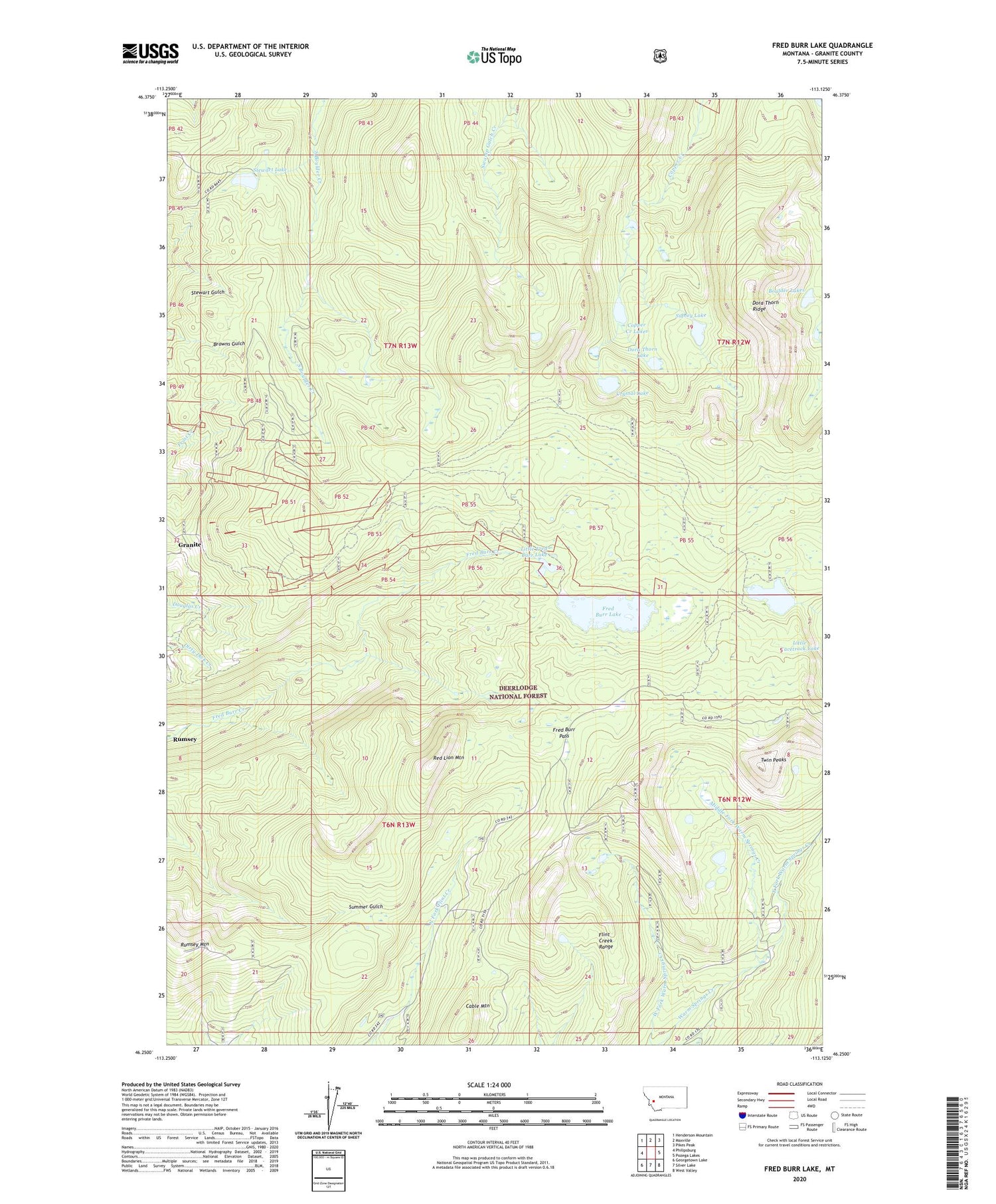 Fred Burr Lake Montana US Topo Map Image