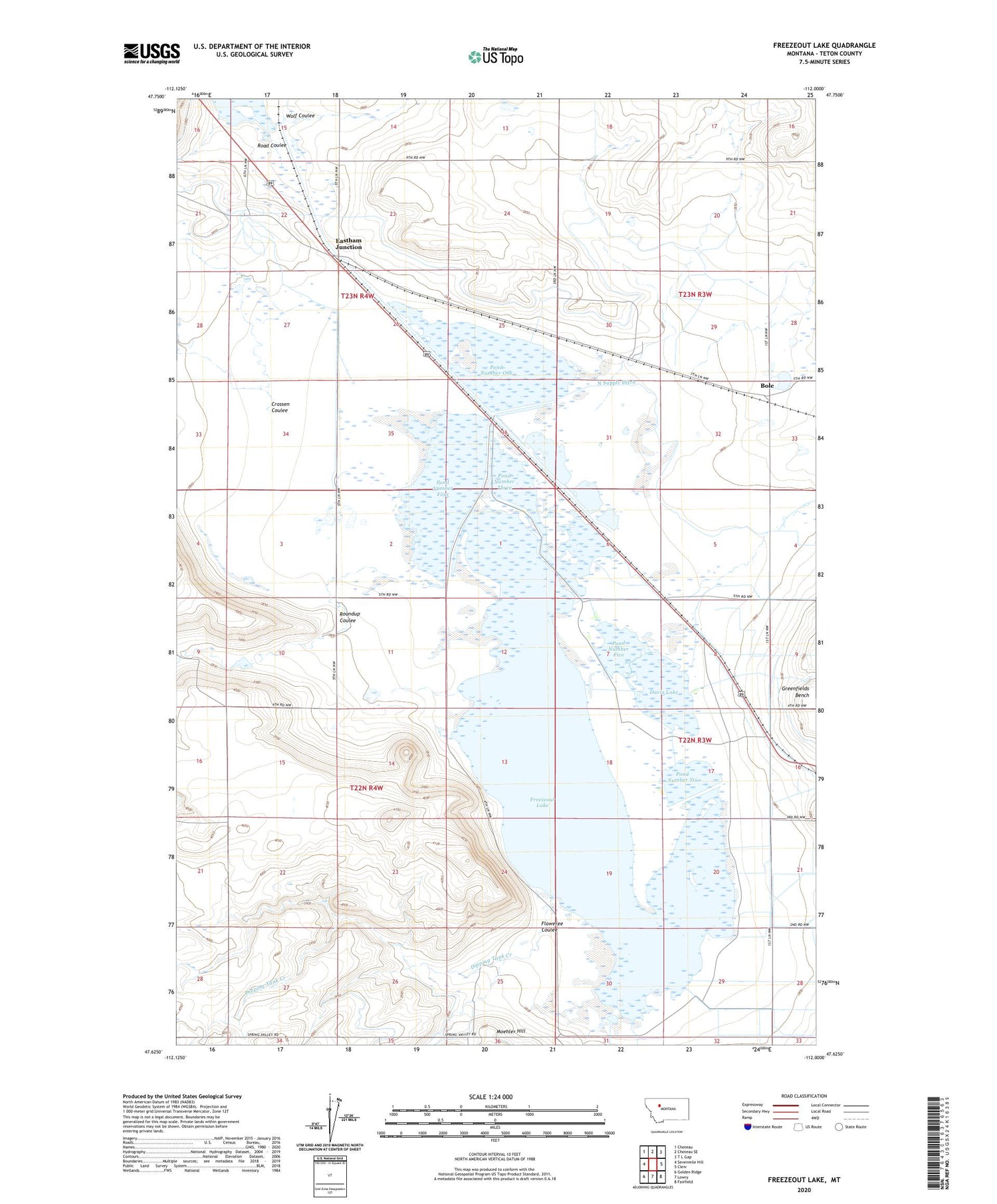 Freezeout Lake Montana US Topo Map Image