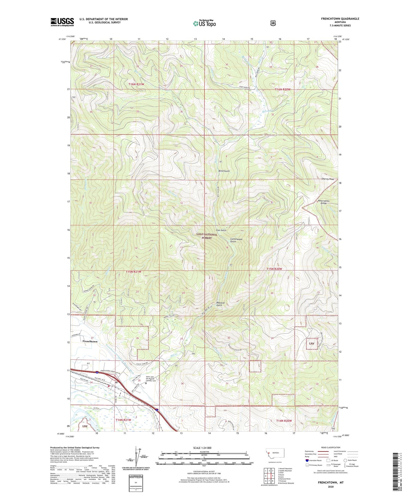 Frenchtown Montana US Topo Map Image