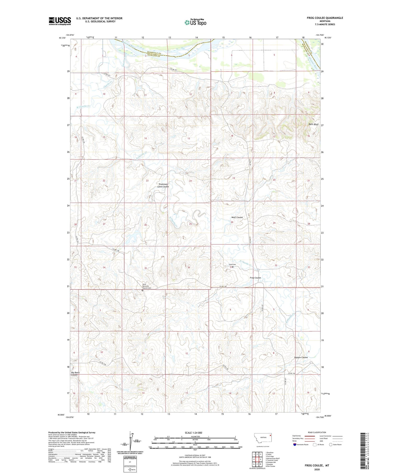 Frog Coulee Montana US Topo Map Image