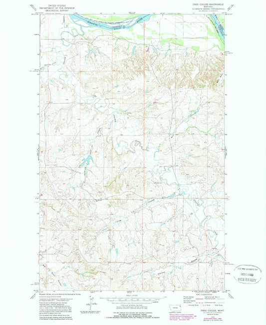 Classic USGS Frog Coulee Montana 7.5'x7.5' Topo Map Image