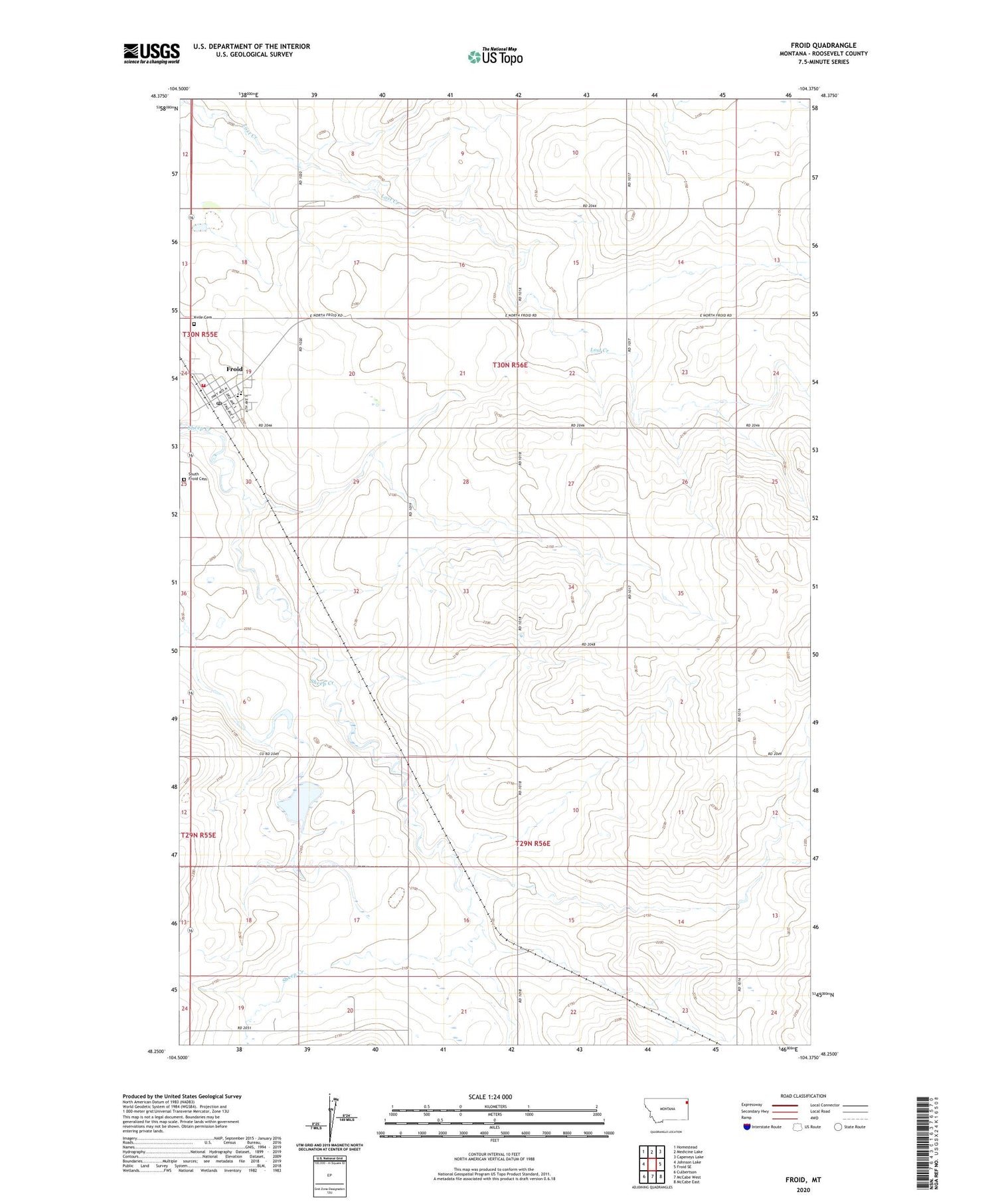 Froid Montana US Topo Map Image