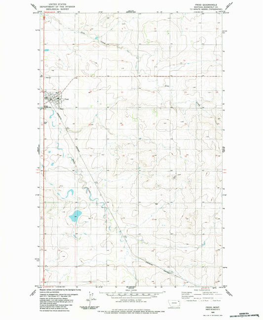 Classic USGS Froid Montana 7.5'x7.5' Topo Map Image