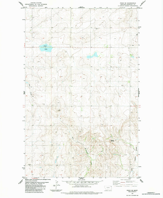 Classic USGS Froid SE Montana 7.5'x7.5' Topo Map Image