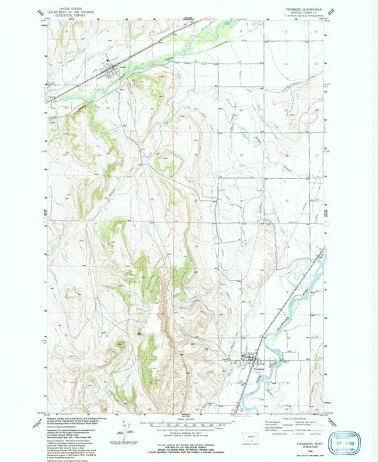 Classic USGS Fromberg Montana 7.5'x7.5' Topo Map Image