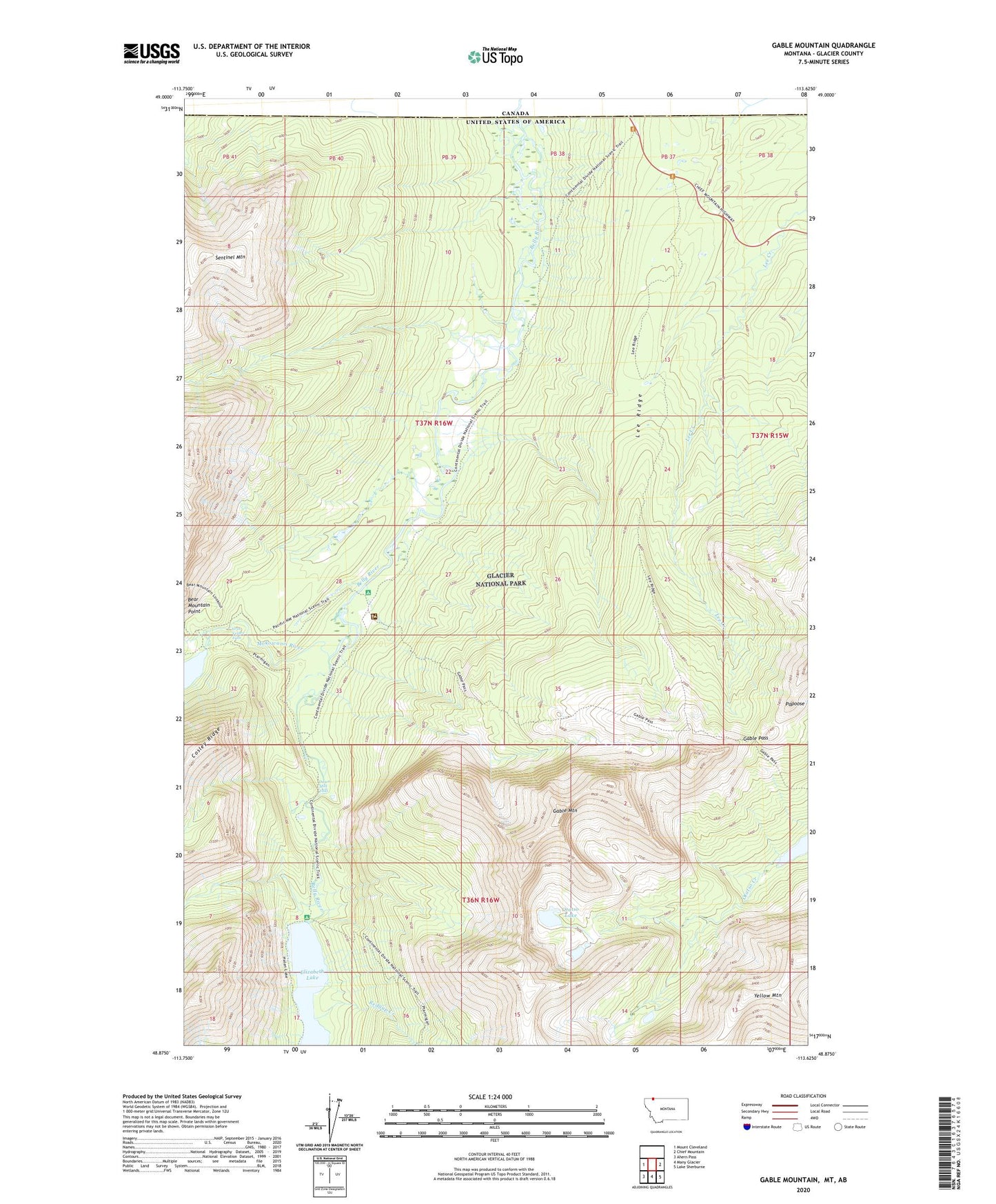 Gable Mountain Montana US Topo Map Image
