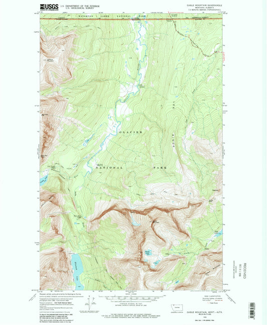Classic USGS Gable Mountain Montana 7.5'x7.5' Topo Map Image