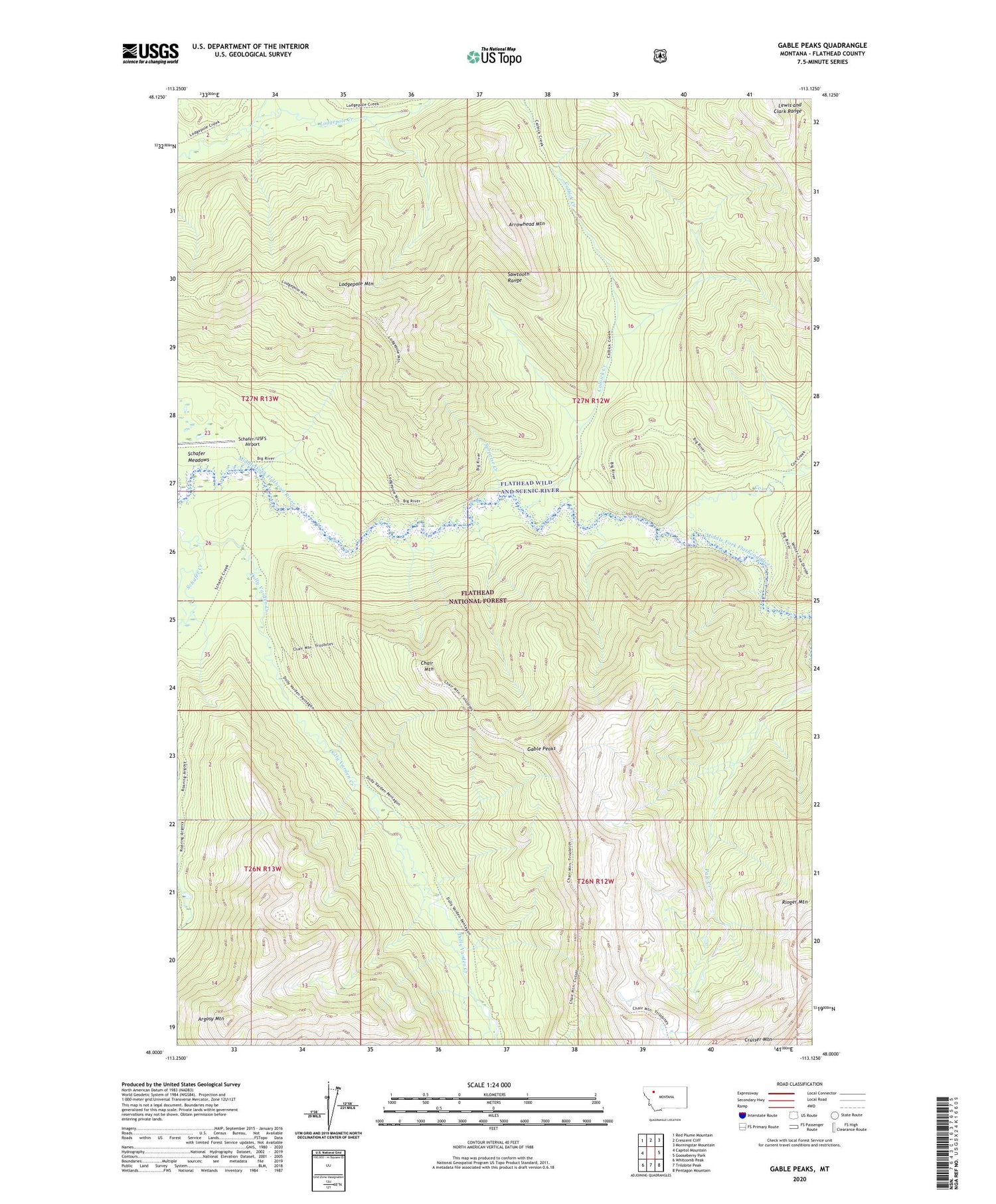 Gable Peaks Montana US Topo Map Image