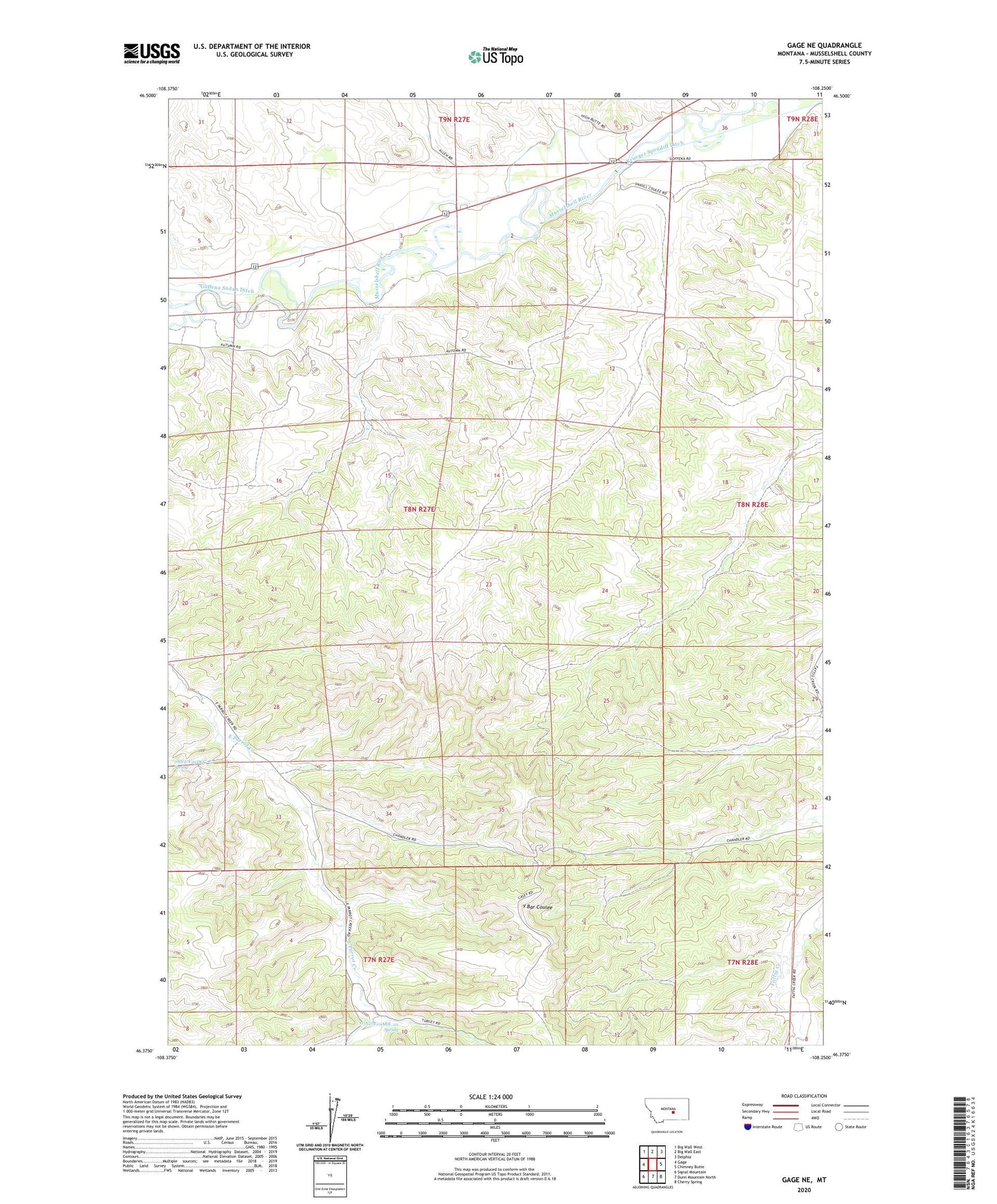 Gage NE Montana US Topo Map Image