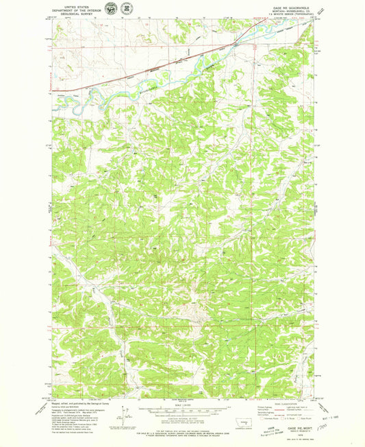 Classic USGS Gage NE Montana 7.5'x7.5' Topo Map Image