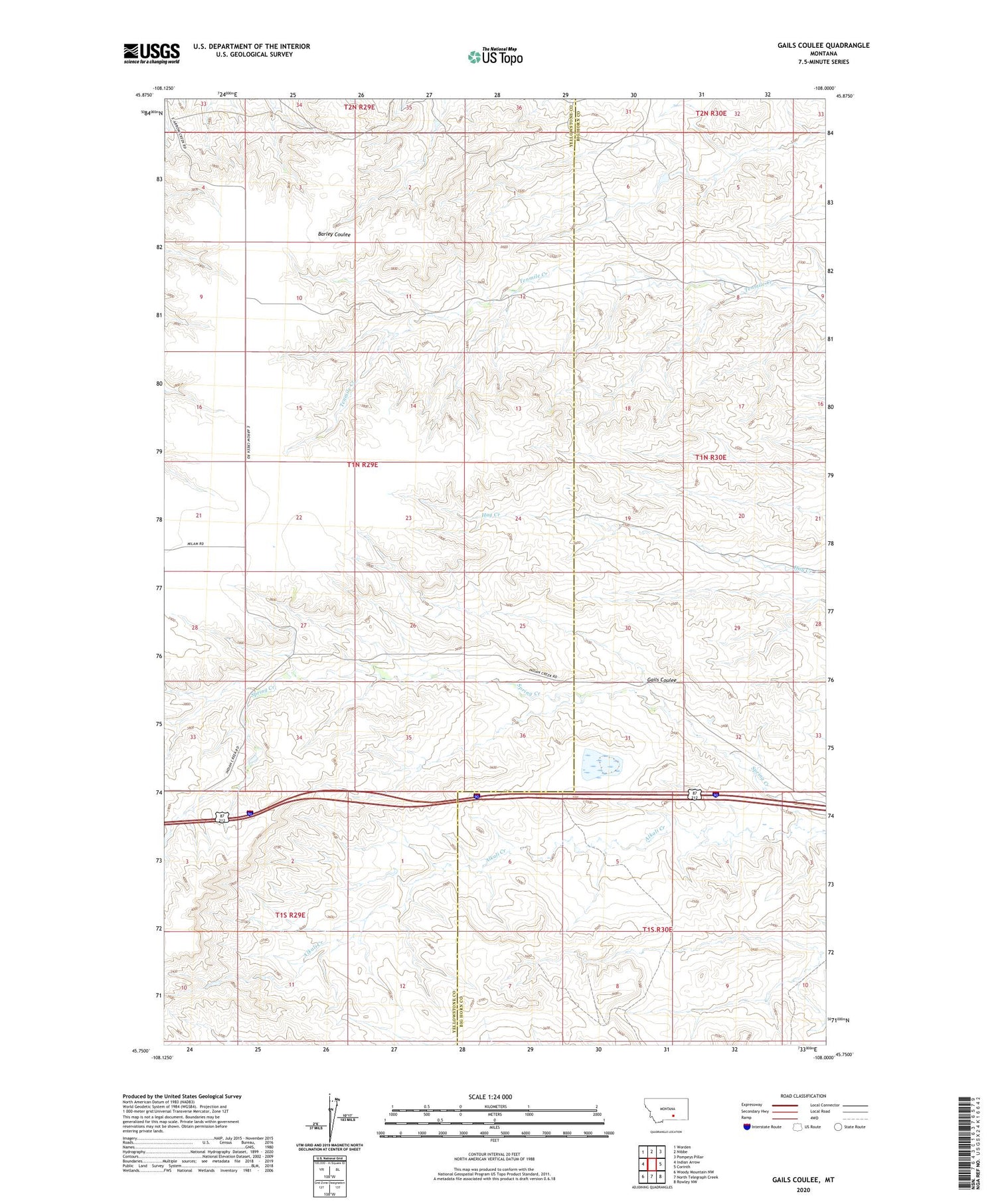 Gails Coulee Montana US Topo Map Image