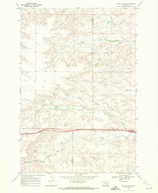 Classic USGS Gails Coulee Montana 7.5'x7.5' Topo Map Image
