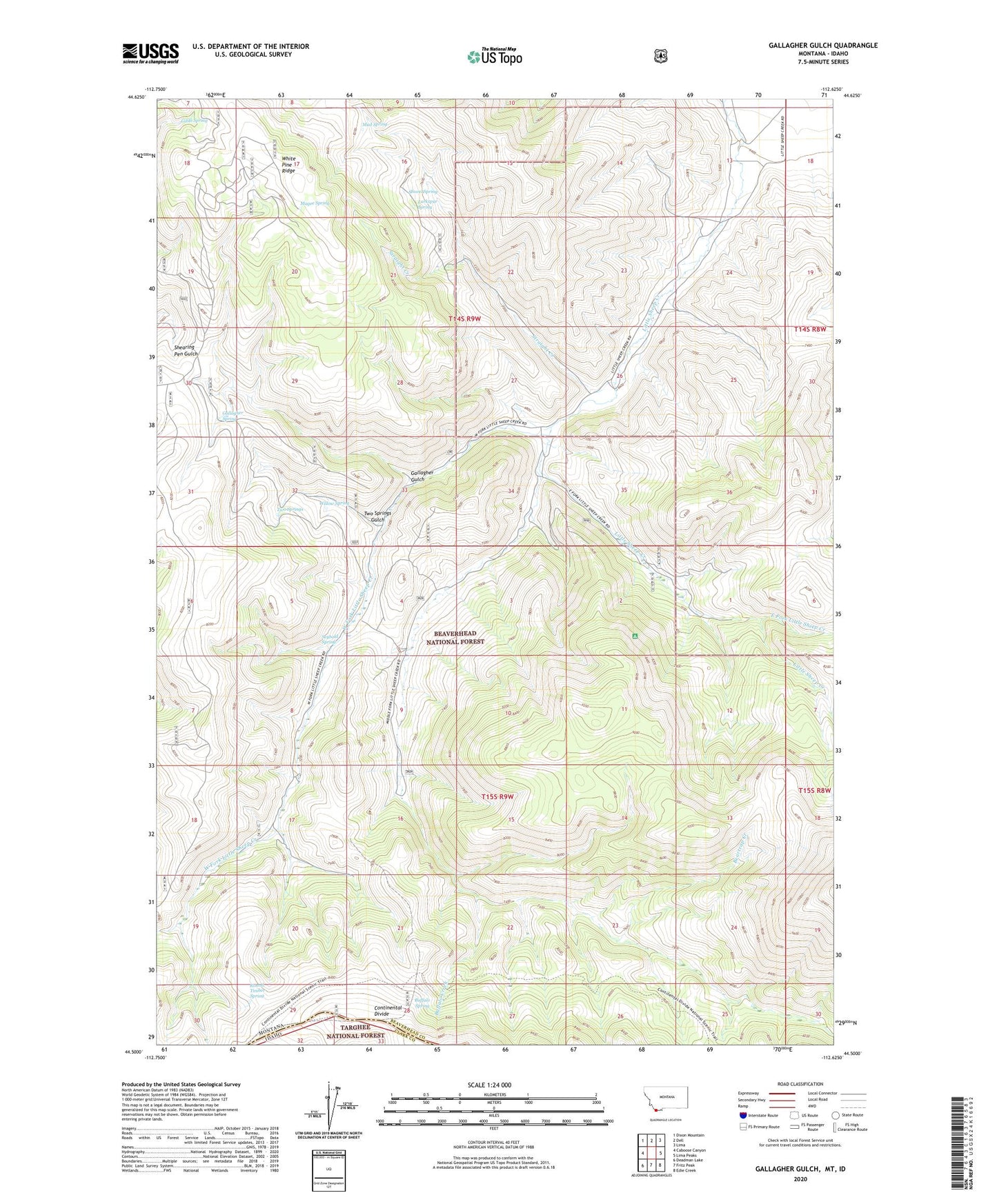 Gallagher Gulch Montana US Topo Map Image