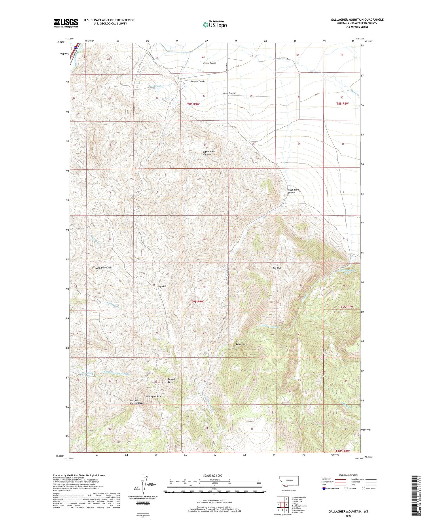 Gallagher Mountain Montana US Topo Map Image