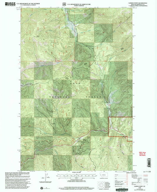 Classic USGS Garden Point Montana 7.5'x7.5' Topo Map Image