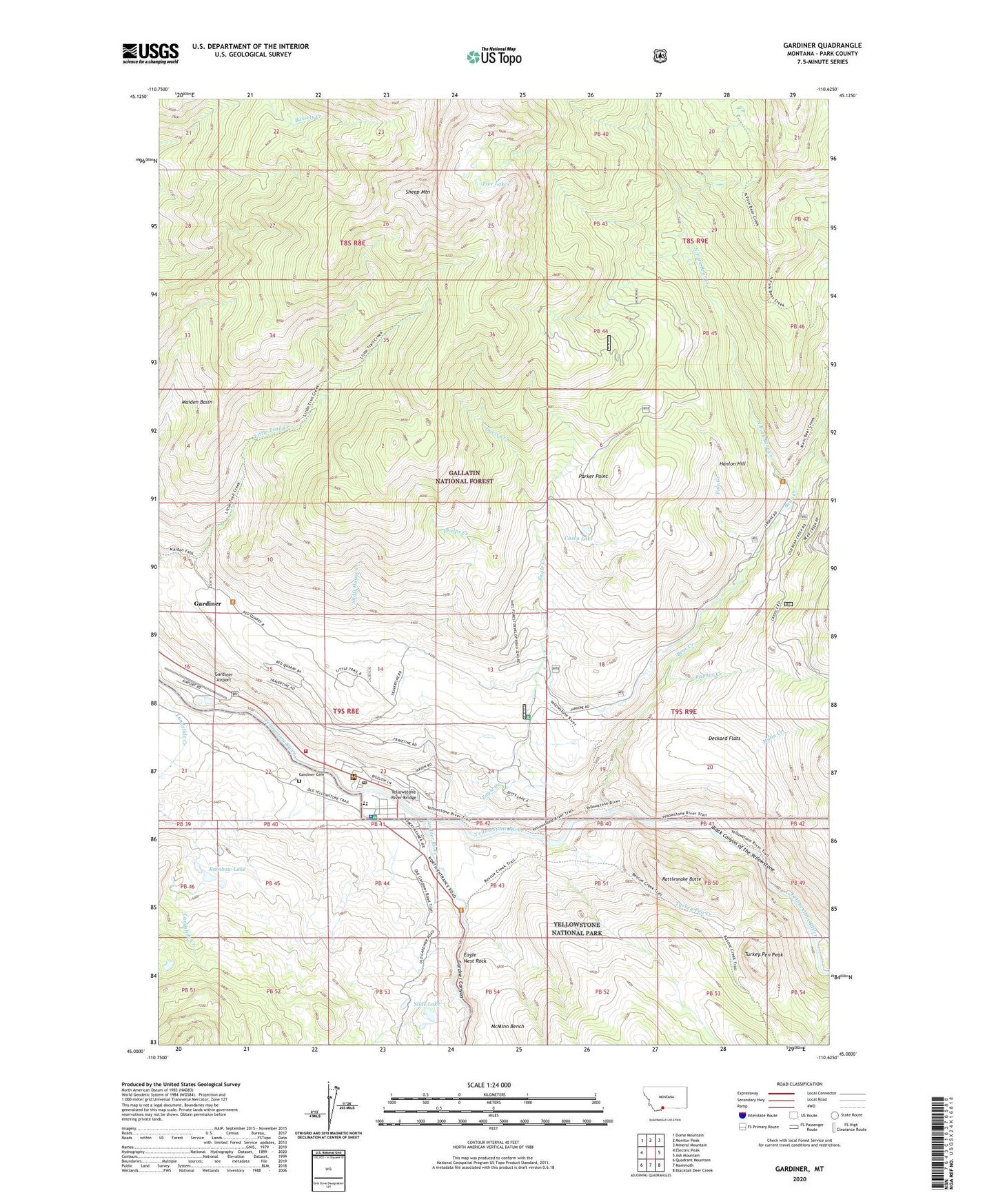 Gardiner Montana US Topo Map Image