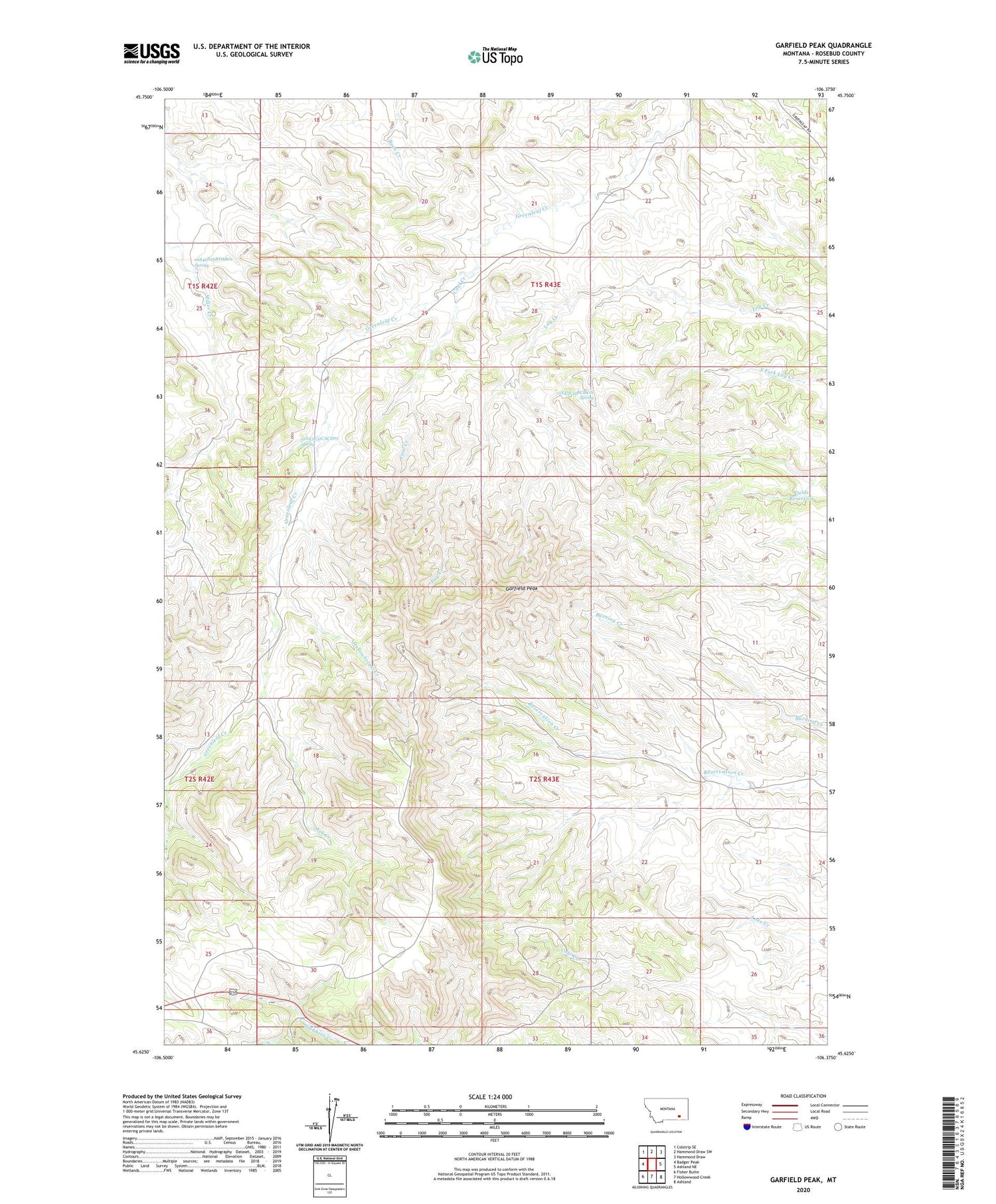 Garfield Peak Montana US Topo Map Image