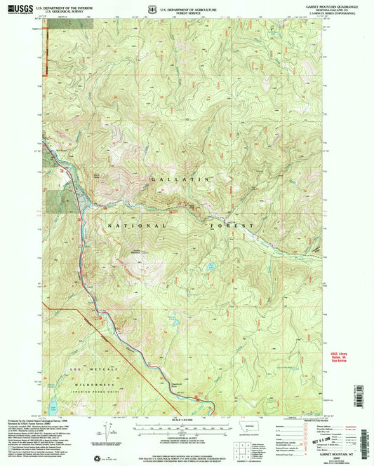 Classic USGS Garnet Mountain Montana 7.5'x7.5' Topo Map Image
