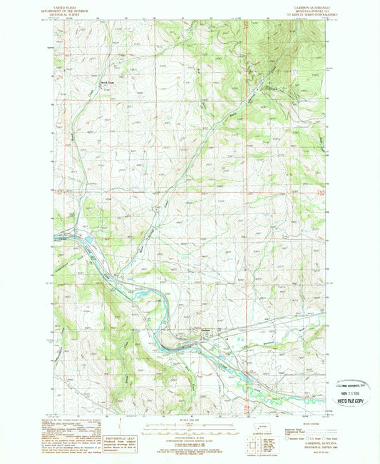 Classic USGS Garrison Montana 7.5'x7.5' Topo Map Image