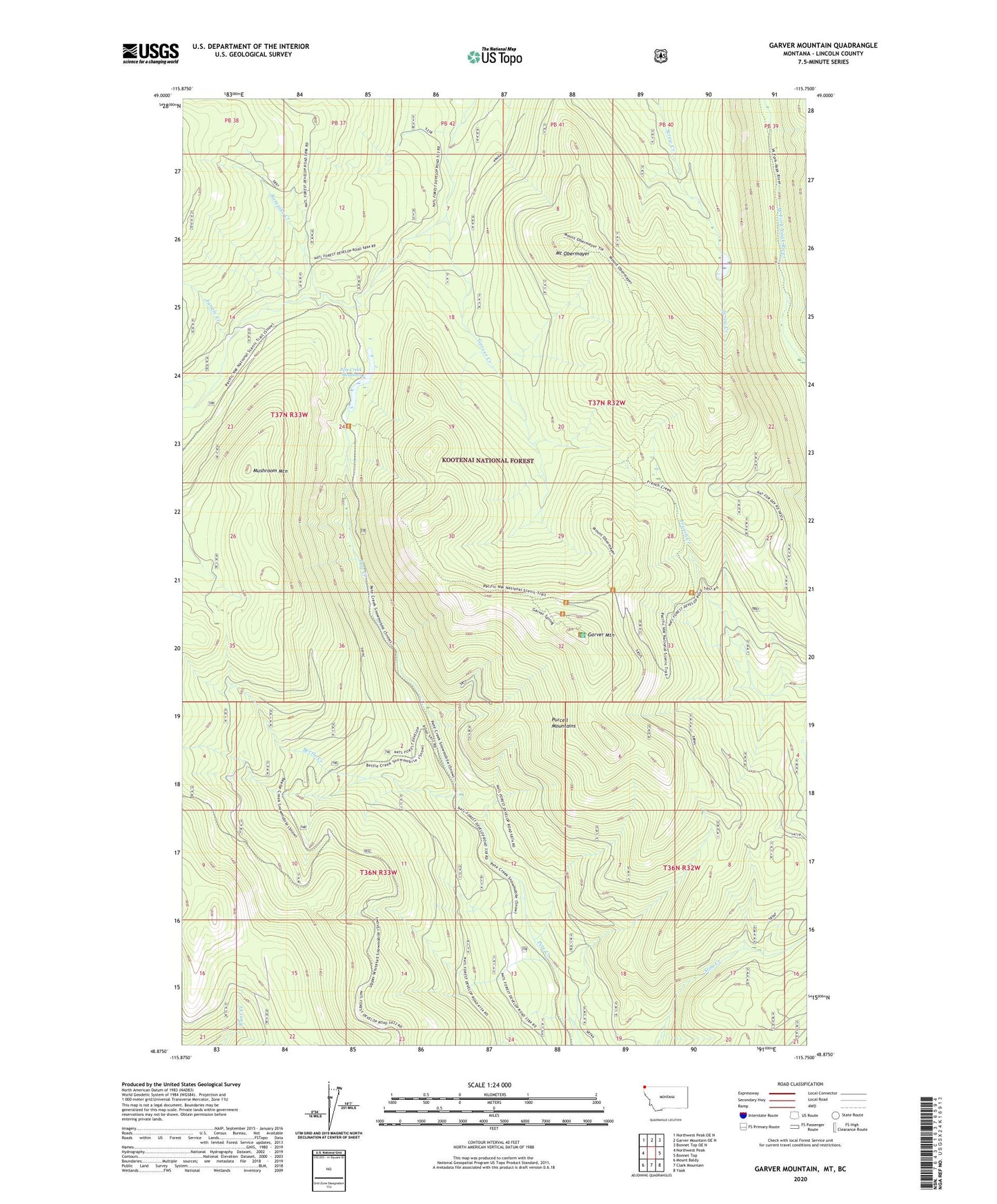 Garver Mountain Montana US Topo Map Image