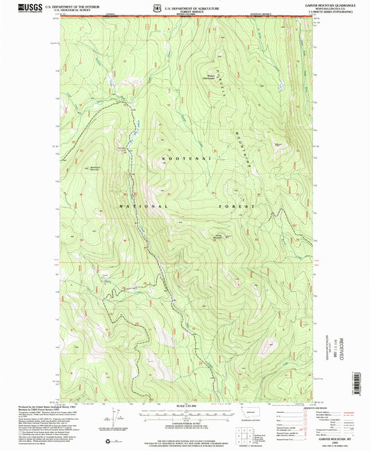 Classic USGS Garver Mountain Montana 7.5'x7.5' Topo Map Image