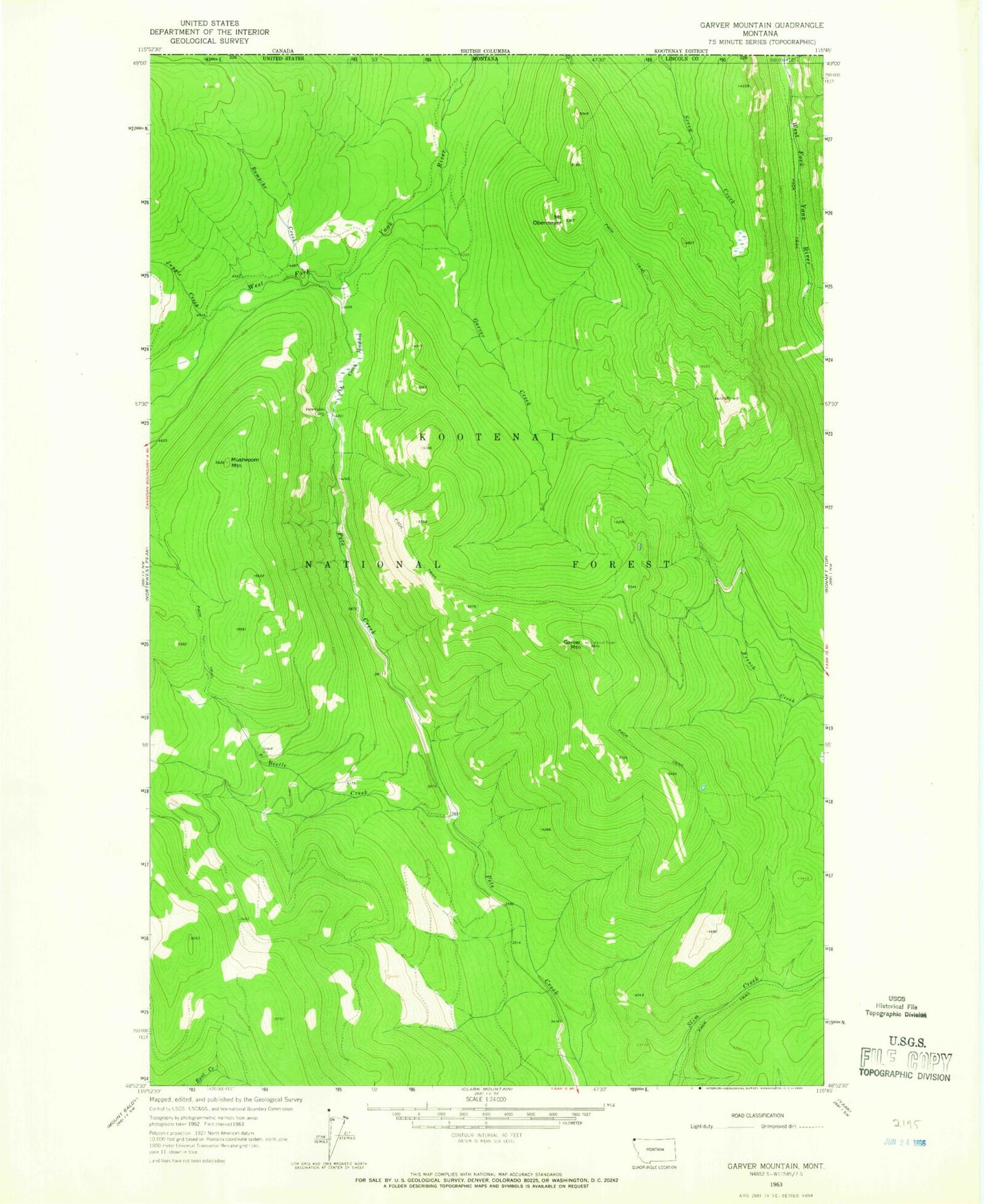 Classic USGS Garver Mountain Montana 7.5'x7.5' Topo Map Image