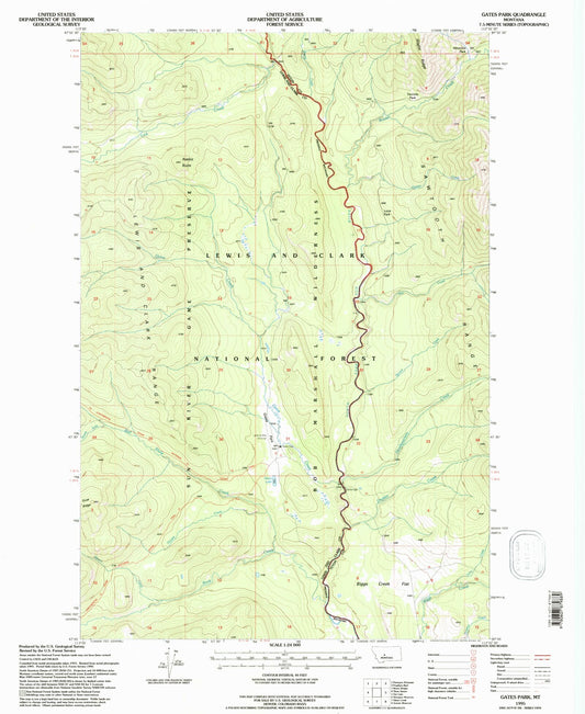 Classic USGS Gates Park Montana 7.5'x7.5' Topo Map Image