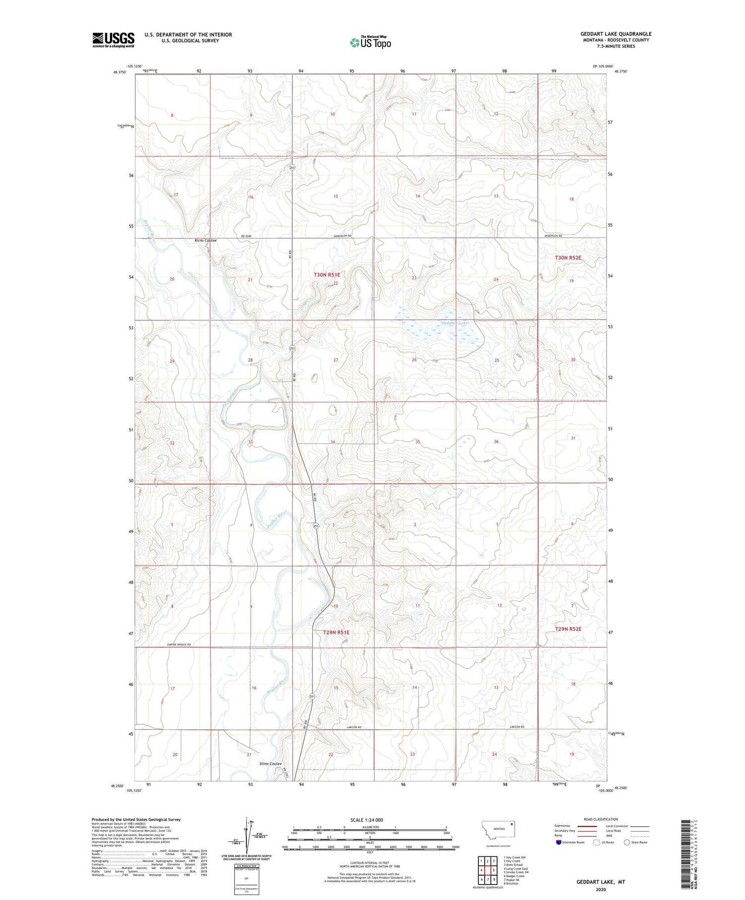 Geddart Lake Montana US Topo Map Image